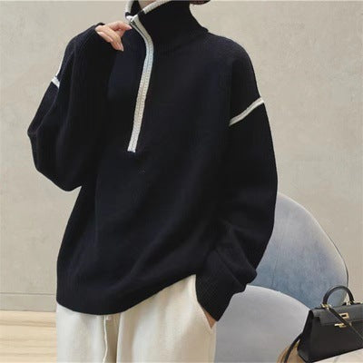 DAMEN STEHKRAGEN LOSE PULLOVER