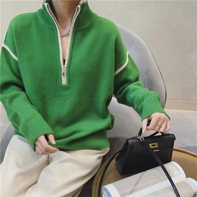 DAMEN STEHKRAGEN LOSE PULLOVER