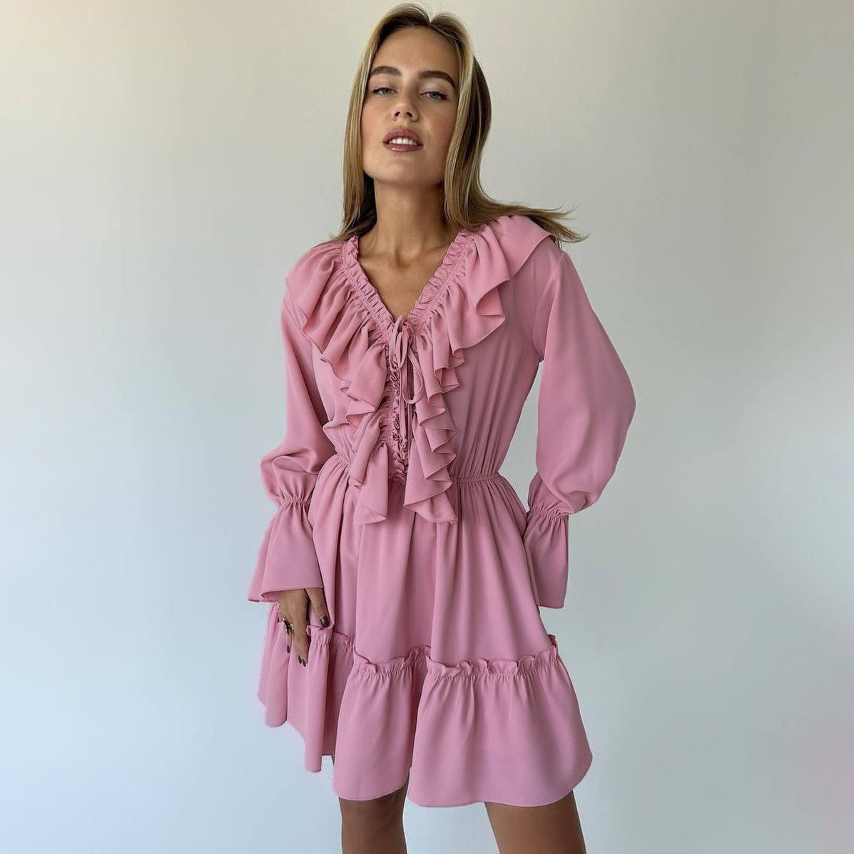 DAMEN KLEID V-AUSSCHNITT